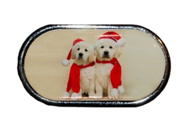 Púzdro so zrkadielkom Vianočný motív - Dve šteniatka