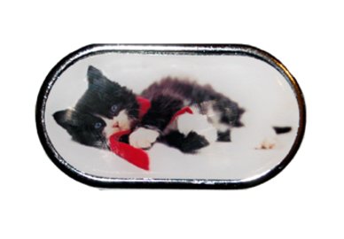 Púzdro so zrkadielkom Vianočný motív - Mačiatko ležiace v šále