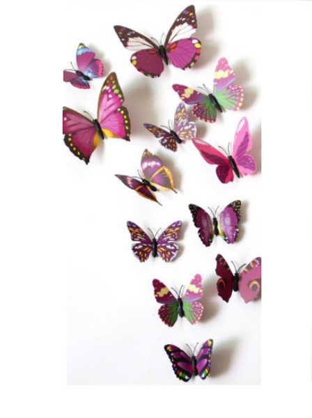 Dekoratívne motýliky na stenu 2 kusy - farba fialová