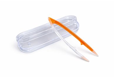 Pinzeta na kontaktné šošovky v puzdre, veľká – oranžovo-trasparentná