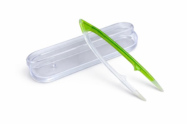 Pinzeta na kontaktné šošovky v puzdre, veľká – zeleno-trasparentná